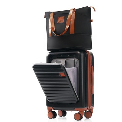 YONWAY Luggage, 20-Inch Carry-On Luggage with Expandable Travel Bag Set, ABS Hard Shell, with Cup Holder