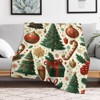 FIONECA Luxe Christmas Blanket with Ornate Tree Ornament Snowflake and Gift Pattern Cream Background 30x40 inches - 3 of 4
