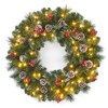 24 Inch Prelit Christmas Wreath with 50 LED Lights, Frosted Branches, Pine Cones & Berry Clusters, Xmas Spruce Holiday Decor - 2 of 4