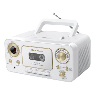 Studebaker Portable CD Player with AM/FM Radio and Cassette Player/Recorder (SB2135) - White