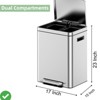 2 x 15L/2 x 18L/2 x 20L Trash Can Stainless Steel Dual Compartment Step-on Recycling Bin w/Soft-Close Lids & Removable Plastic Inner Buckets - 2 of 4