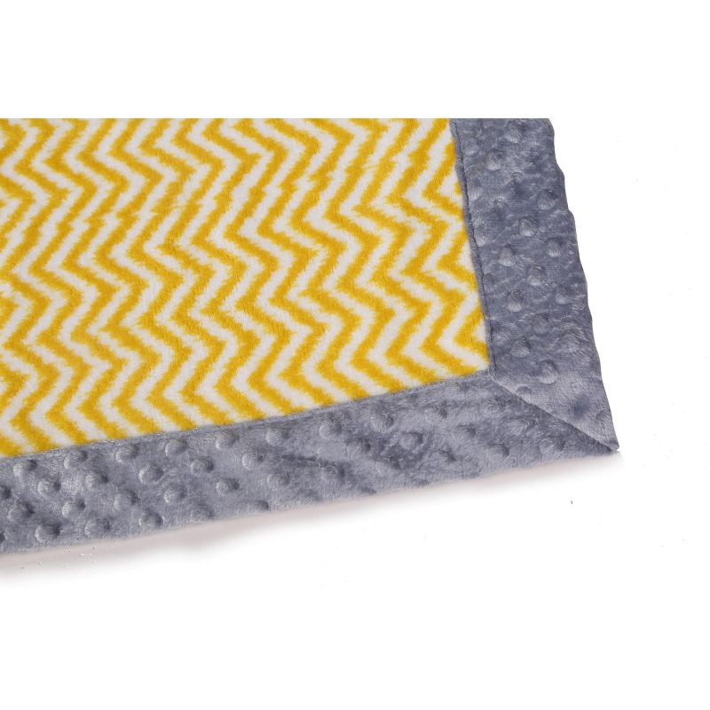 Bacati - Yellow Chevron with Solid Border Blanket (Yellow Chevron/Grey Border), 4 of 5