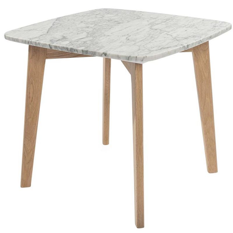 The Bianco Collection Gavia 19.5" Square Italian Carrara White Marble Side Table, 2 of 12