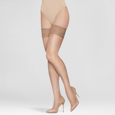 Hanes Premium Women's Sheer Thigh Highs - Nude S