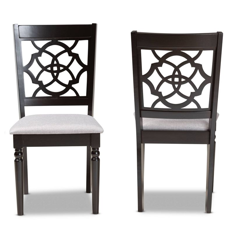 Set of 2 Renaud Dining Chair Gray/Dark Brown - Baxton Studio: Upholstered, Wood Frame, Armless, 3 of 9