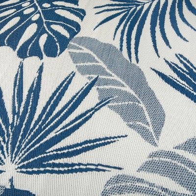 Blue Floral Reversible Synthetic 5' x 7' Outdoor Rug