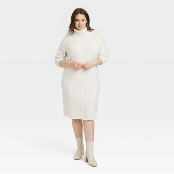 Women's Turtleneck Long Sleeve Cozy Sweater Dress - A New Day™