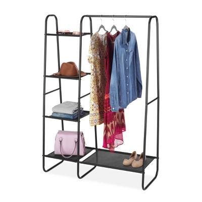 Whitmor Wardrobe with Fine Mesh Shelves Black: Portable Storage & Organization, Steel & MDF, 13" Cube Compatible, 47.6" Width