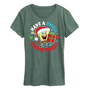 Women's - SpongeBob SquarePants - Have A Swell Christmas Short Sleeve Graphic T-Shirt - 1 of 4