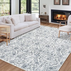 Large Washable Area Rug Non-Slip Non-Shedding Faux Wool Vintage Rug for Living Room, Farmhouse, Dining Room, Indoor - 1 of 4