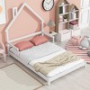 Twin House-Shaped Headboard Floor Bed with Handrails - Low Platform Wood Frame, Sturdy Slats, Easy Assembly, for Kids & Teens - 4 of 4