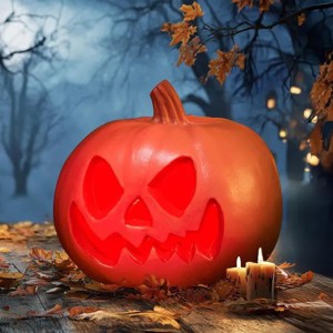 Light Up Plastic Pumpkins Outdoor Halloween Decorations Jack O Lantern Decor, Trick Or Treat Table Top Party Supplies Favors for Yard Lawn Garden - 1 of 4