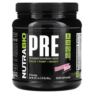 NutraBio Pre-Workout Performance Igniter, Dragonfruit Candy, 1.29 lb (586 g)