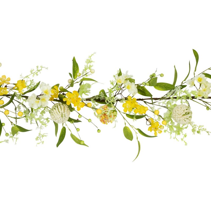 Northlight Berry and Thistle Floral Spring Garland - 5' - Yellow, 3 of 7