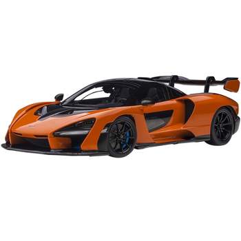 McLaren Senna Trophy Mira Orange and Black with Carbon Accents 1/18 Model Car by Autoart