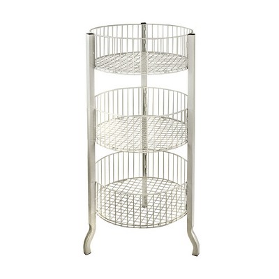 Azar Displays White Three-Tiered Large Wire Bin
