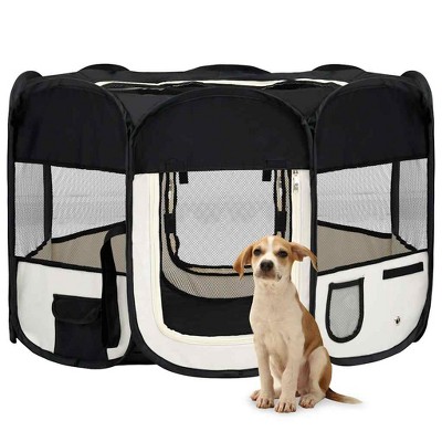 VidaXL Foldable Dog Playpen with Carrying Bag Black 43.3 in.x43.3 in.x22.8 in.
