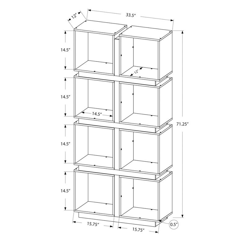 71" Hollow Core Bookcase - White/Gray - EveryRoom, 5 of 7