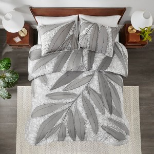 3 Pcs Elegant Botanical Print Cotton Duvet Set, All Season Cozy Home Textile fits Lux Bedroom Decor - 1 of 4