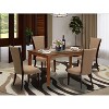 5-Piece Mahogany Finish Solid Wood Top - Rectangular Dining Room Set - Seats 4 - 2 of 4