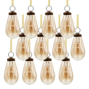 Whisen 2"x2"x3.7"H Luster Tear Drop Ornament, Glass Decorative Hanging Christmas Tree Ornaments, Set of 12 - 1 of 4