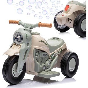 Ride-On Bubble Motorcycle for Kids, 6V Electric 3-Wheel Toy with Light, Music & Bubble Maker - 1 of 4