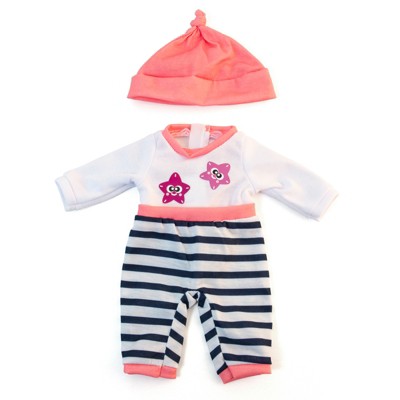 Miniland Educational Doll Clothes, Fits 12-5/8" Dolls, Cold Weather Salmon Pajamas