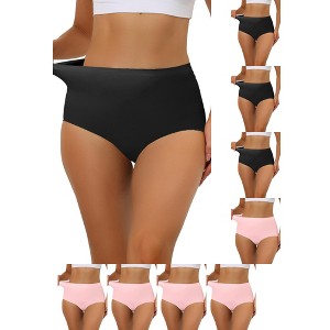 INSPIRE CHIC Women's Elastic High-Waisted Unlined Breathable No-Show Hipster Underwear 9 Packs - 1 of 4