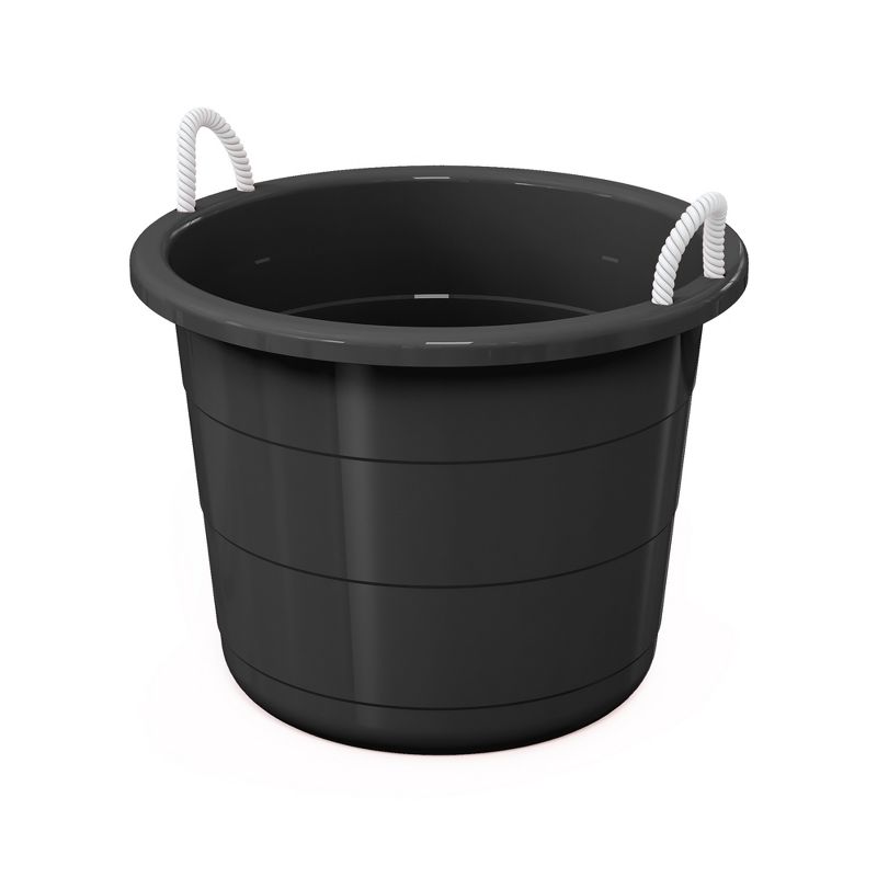 Life Story Large 17 Gallon Flexible Plastic Storage Bucket Container with Easy Grip Rope Handles for Indoor and Outdoor Storage, Black, 8 Pack, 1 of 7
