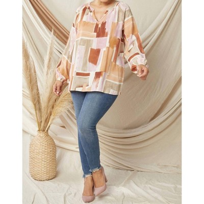 Women's Abstract V-Neck Top - entro