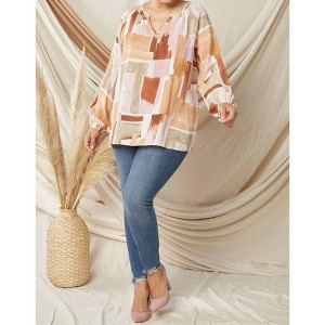 Women's Abstract V-Neck Top - entro - 1 of 4