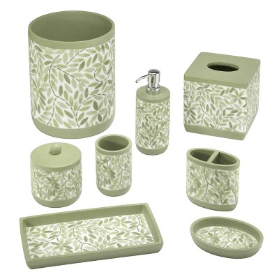 Green Leaf Pattern Resin Lidded Storage Box