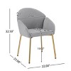 Coolbibila Modern Style Dining Chairs Set Of 2,Upholstered Round Back Dining Chair,Sloping Armrests,Kitchen Dining Chair With Metal Legs - 4 of 4