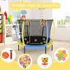 Zevemomo 60" Kids Indoor Trampoline with Safety Net, Basketball Hoop, Dartboard & Ocean Balls, Mini Pumpkin Trampoline for Girls & Boys - 2 of 4