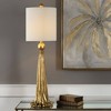 Uttermost Luxury Buffet Table Lamp 37" Tall Antique Metallic Gold White Linen Drum Shade for Living Room House Home Dining Entryway - 2 of 2