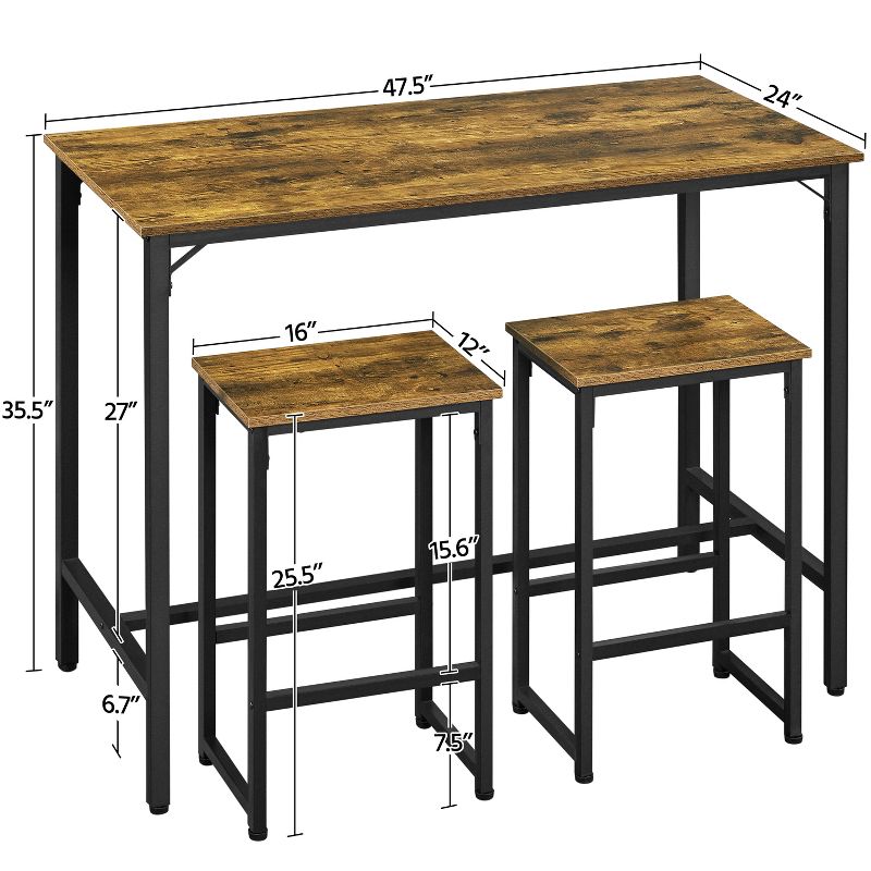 Yaheetech Industrial Counter Height Table Set for Dining Room, 3 of 8