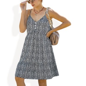 Anna-Kaci Women's Sleeveless Button Front Midi Fashion Dress with Adjustable Straps - 1 of 4