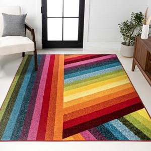 JONATHAN Y Retro Rainbow Contemporary Stripe Multi Area Rug - 1 of 4