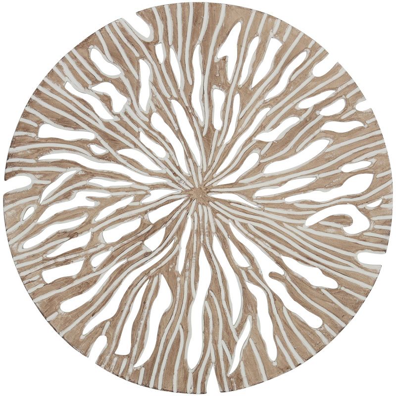 Wood Starburst Handmade Intricately Carved Wall Decor Beige - Olivia & May, 5 of 6