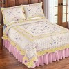 Collections Etc Felicity Multicolored Floral Diamond Ivory Quilt with Scalloped Edges and Navy Border - Microfiber Bedding - 2 of 3