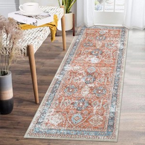 Boho Area Rugs Rug  Vintage Washable Rug Indoor Mats for Entryway Distressed Soft Bedroom Rug Non Slip Throw Rugs - 1 of 4