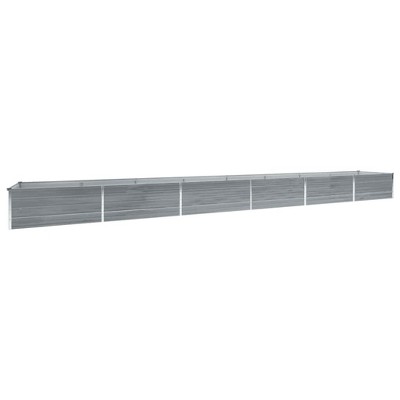 vidaXL Raised Bed Grey Galvanized Steel 157.5 x 31.5 x 17.7 in Durable