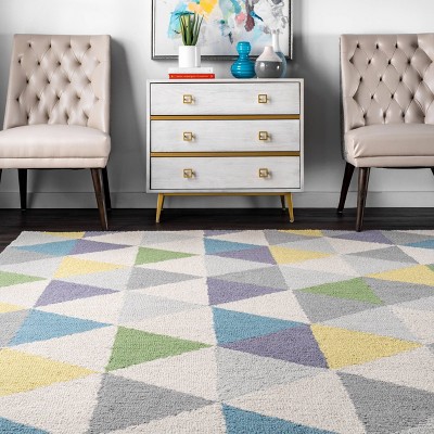 Handmade Geometric Green Wool 3' x 5' Area Rug