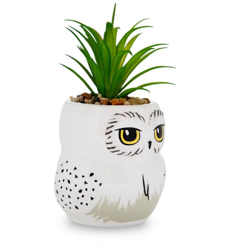 Silver Buffalo Harry Potter Hedwig 3-Inch Ceramic Mini Planter with Artificial Succulent, 2 of 8