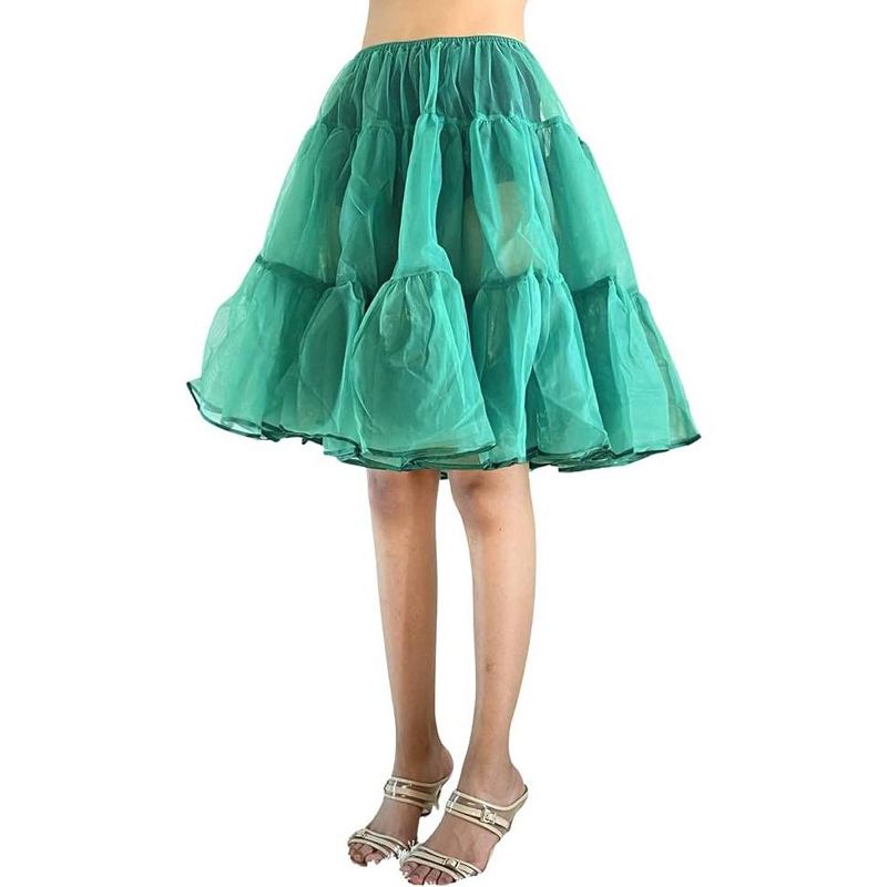 Bella Sous | Organza Petticoat | Adults Classic Multi-Layered Short Skirt Perfect Dance Performances | 416 (Kelly Green, One Size), 3 of 4