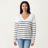 Anna-Kaci Women's Long Sleeve Striped Knit Top with Scalloped V-Neckline and Soft Textured Fabric for Effortless Everyday Style - 2 of 4
