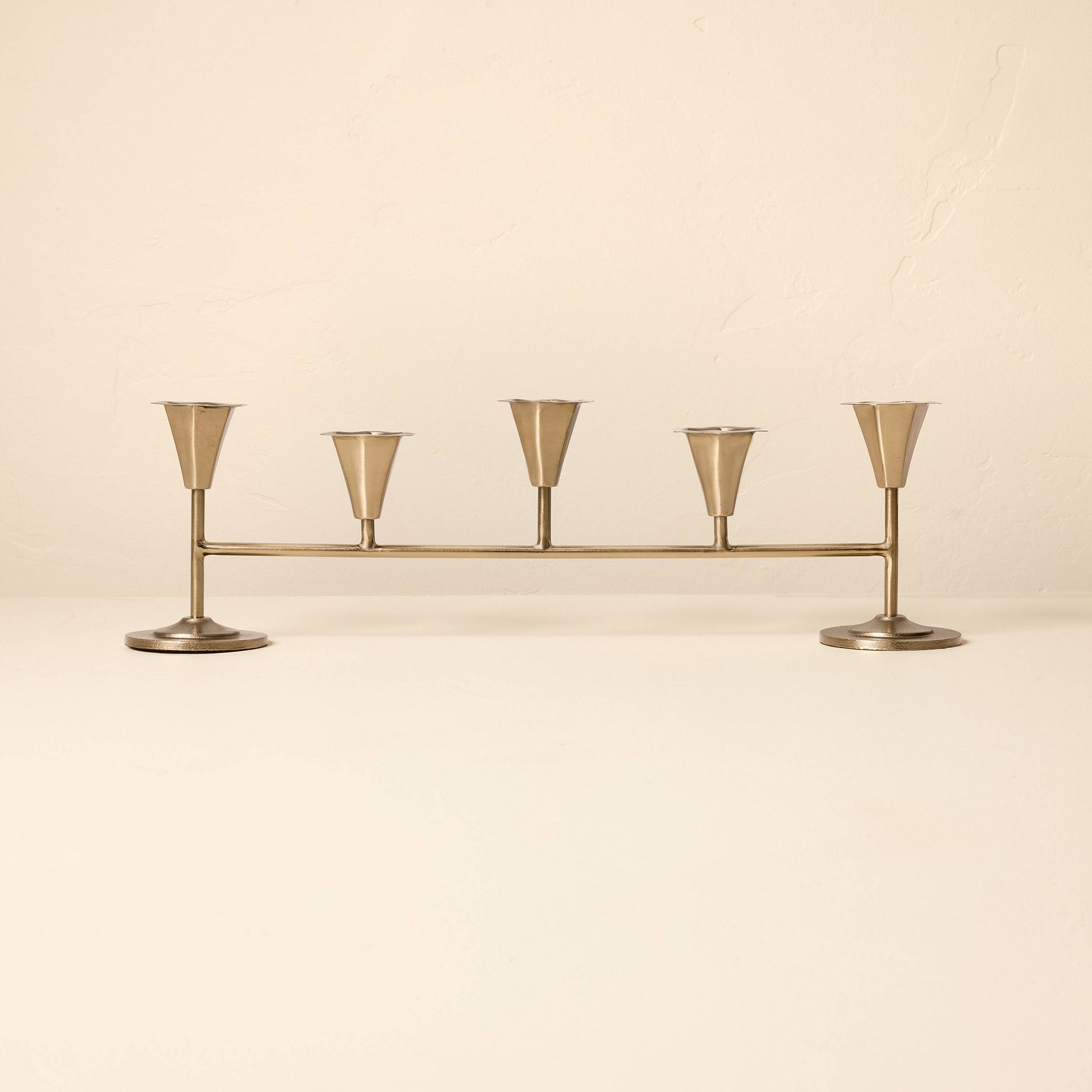 20" Metal Tabletop Taper Candelabra Brass Finish - Hearth & Hand™ with Magnolia