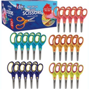 Kid's Scissors Class Value pack Value (25pc) - 5" Soft Grip Blunt Tip Safety Easy Cut Scissors- Projects, Summer Camps, Class Arts & Crafts Supplies - 1 of 4