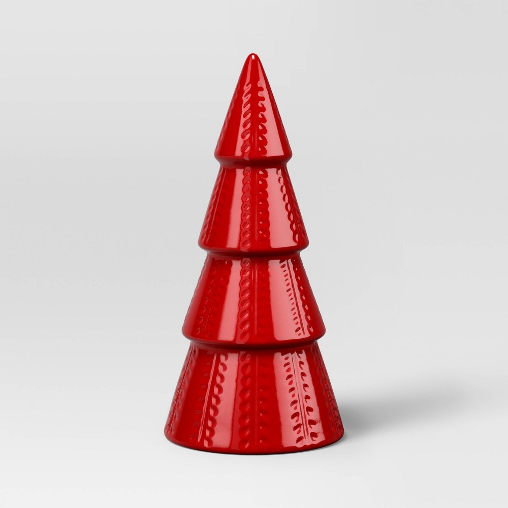 10" ceramic tree shaped christmas decor red - wondershop™