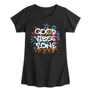 Girls' - Instant Message - Good Vibes Zone Fitted Short Sleeve Graphic T-Shirt - 1 of 4